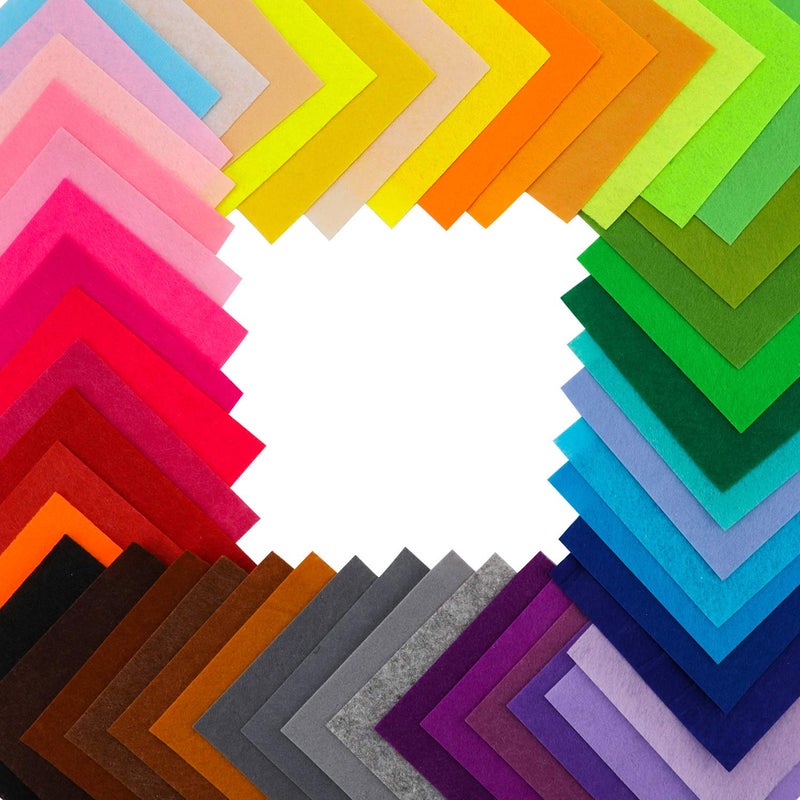 Konsait 50 Pieces Craft Felt Fabric Sheets 6 x 6 Inches with 1mm Thickness Assorted Color Stiff Sewing Material Squares Nonwoven Patchwork Sewing DIY Craft - Image 2